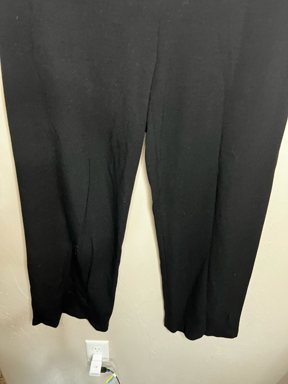Eileen Fisher Lantern Viscose Wool Black Wide-Leg Pull-On Pants - Picture 6 of 9